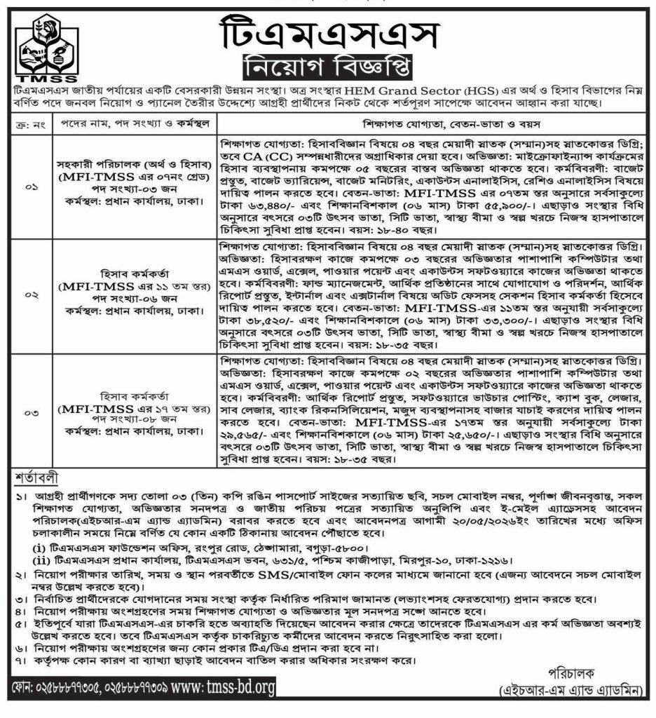 HGS Finance and Accounts Department Job